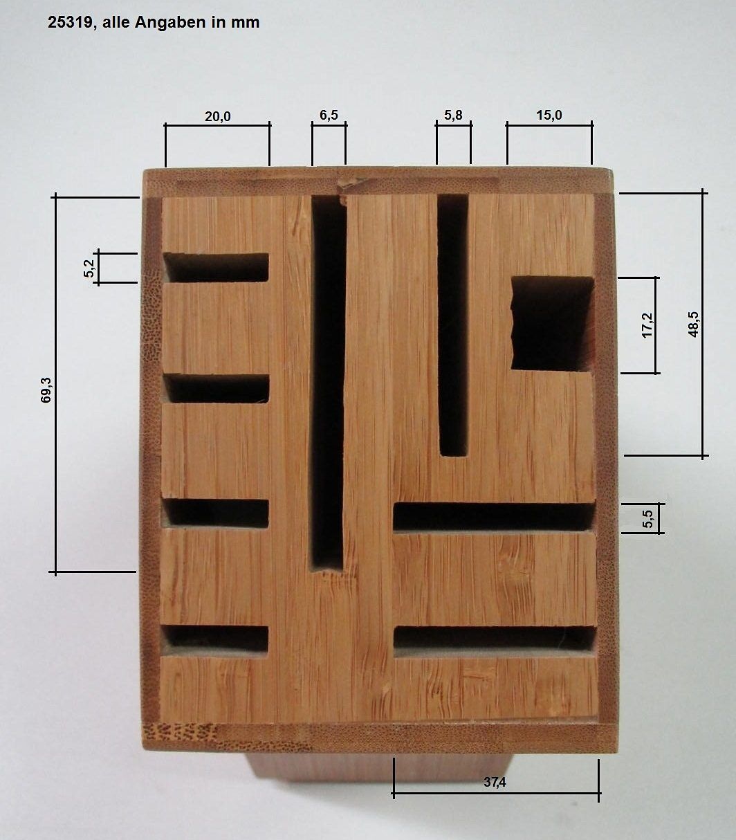Messerblock ZELLER PRESENT "Bamboo", braun, B:22cm H:22cm L:9cm, Messerblöcke, Messerblock, geeignet für 8 Messer und eine Schere braun Einheitsgröße