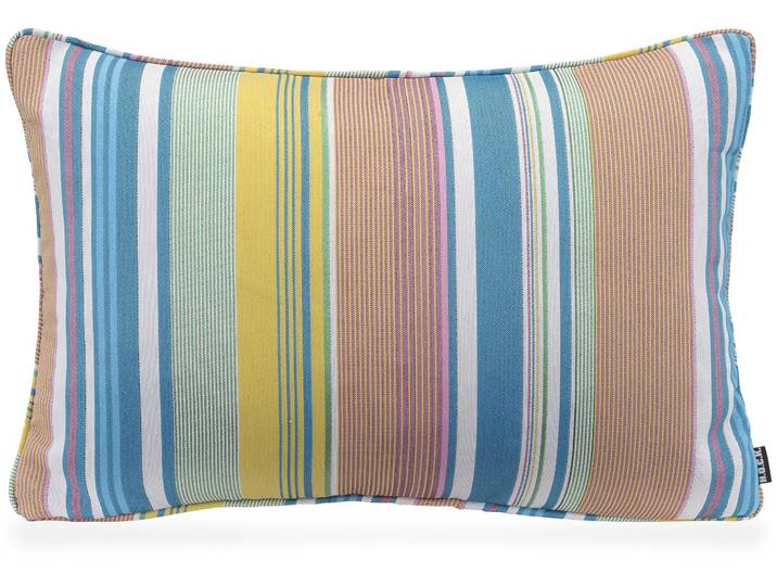 Dekokissen H.O.C.K. Milane , bunt (blau, rosa, gelb, gestreift), B:40cm H:10cm L:60cm, Baumwolle, Polyester, Dekokissen_Sitzkissen_Kissenhüllen, Dekokissen, mit Streifen, Kissenhülle mit Füllung, 1 Stück