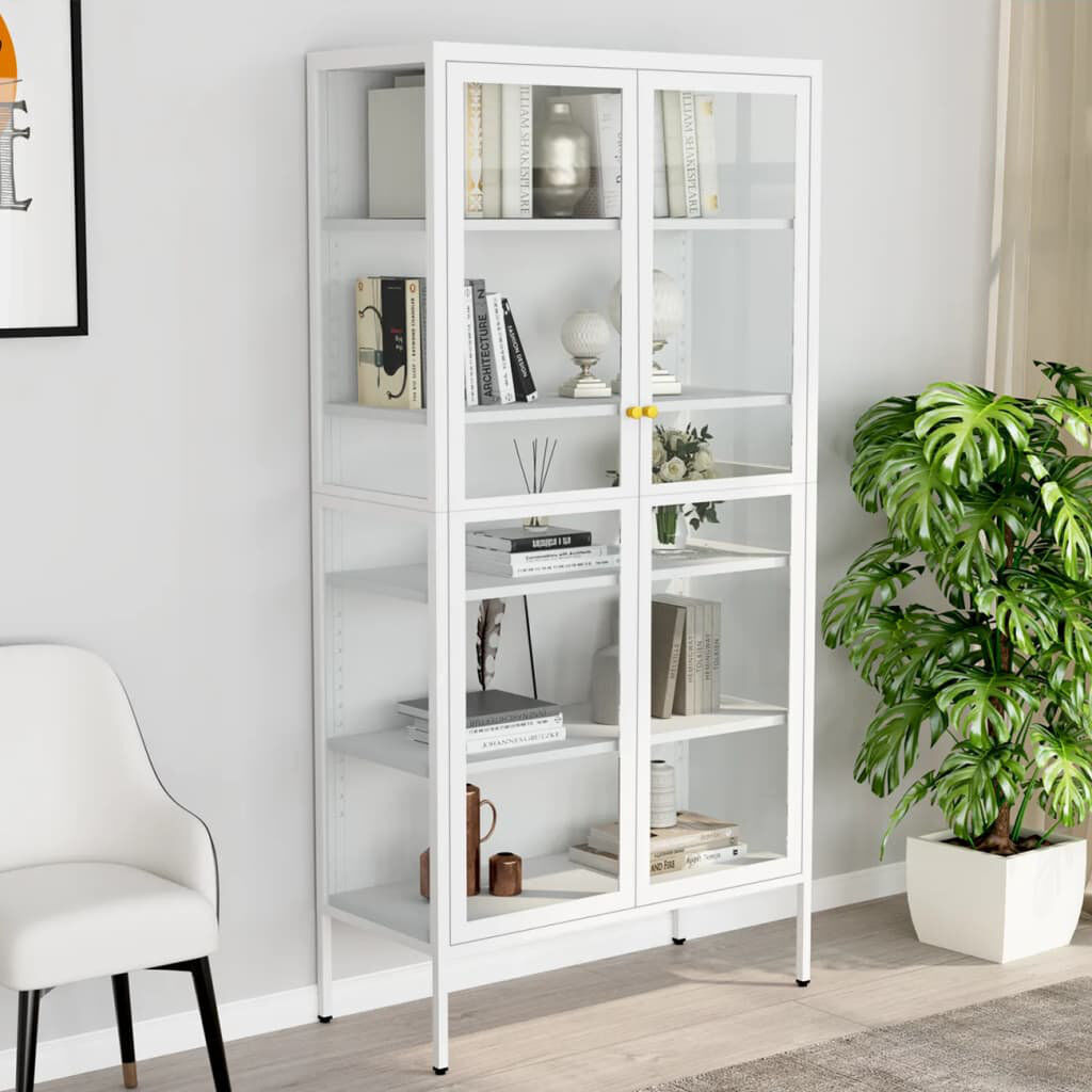 Ebern Designs Brummage Display Cabinet White 180cm H X 90cm W X 40cm D