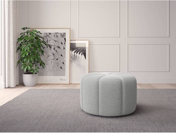 Pouf FORA 60 x 37 x 60cm Grau Webstoff Saia: Hellgrau