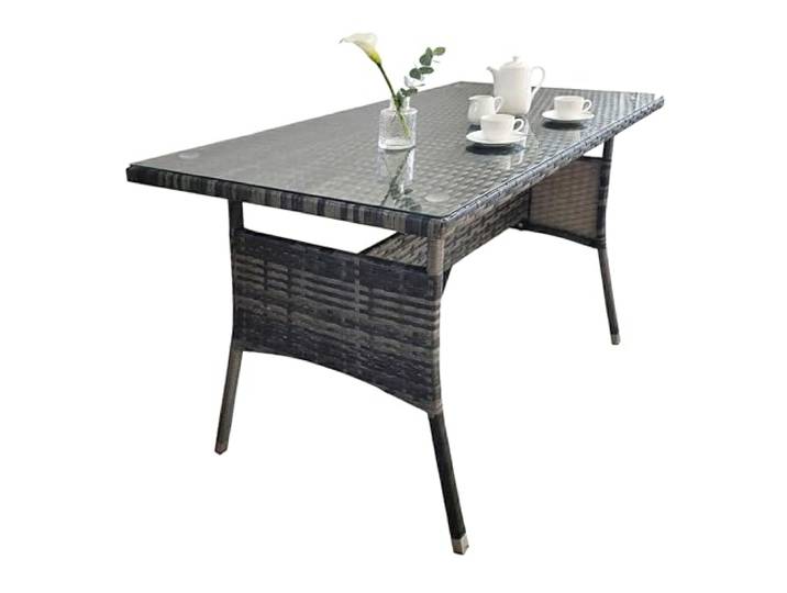 Relaxdays Gartentisch, HxBxT: 70 x 100 x 60 cm, wetterfest, Polyrattan, Glasplatte, Esstisch Garten & Balkon, Farbwahl
