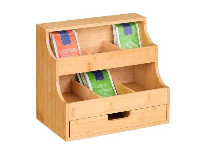 Relaxdays Tee Organizer mit Schublade 9 Fächer