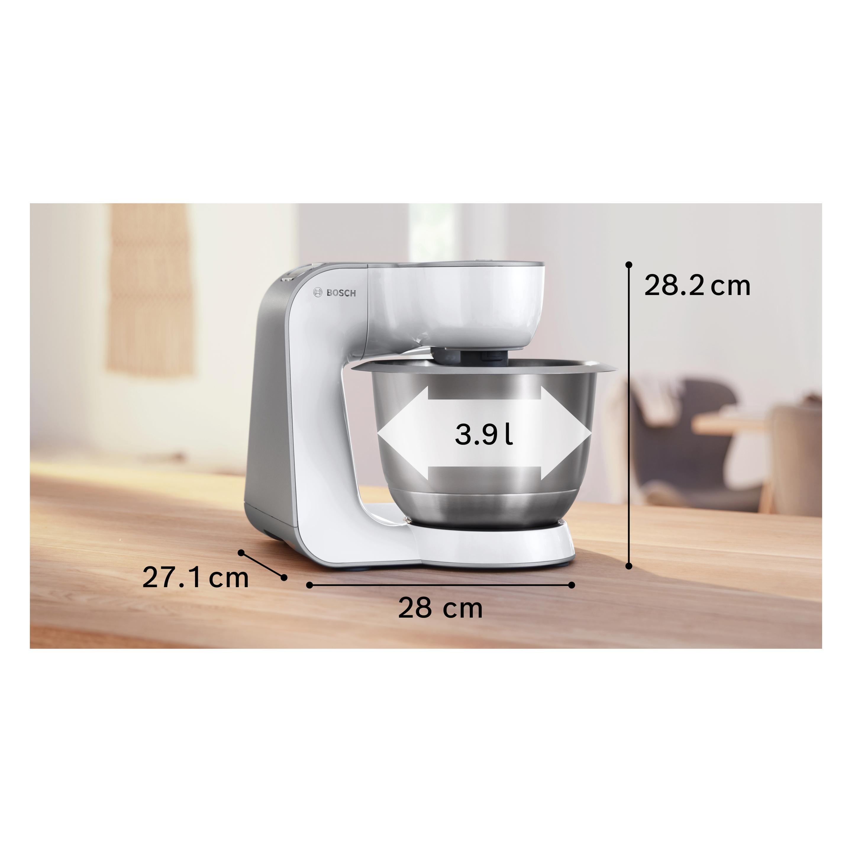 Bosch Hausgeräte Serie 4, Küchenmaschine, MUM 5, 1000 W, Weiss, silber, MUM58210 (3.90 l, 1000 W) (MUM58210)