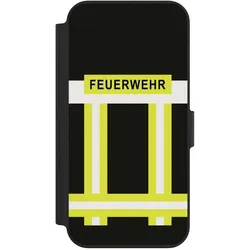 Nivocase Klapphülle für Apple iPhone 13 Handyhülle aus Kunst Leder NIVOflip schwarz Beruf Feuerwehr (Apple iPhone 13), Smartphone Hülle, Schwarz