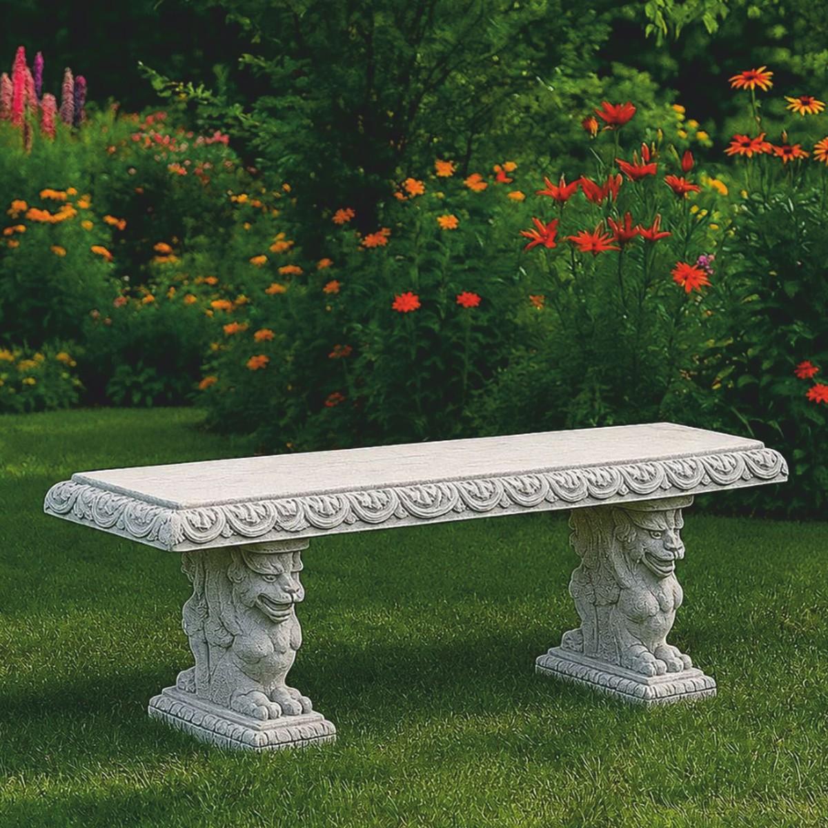 Casa Padrino Barock Beton Gartenbank Grau 158 cm - Barock Garten Möbel - Italy