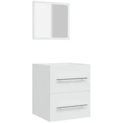 Helloshop26 - Wandhängender Badezimmerschrank mit Spiegel 41 x 38,5 x 48 cm praktisch und elegant aus weißem Holzwerkstoff