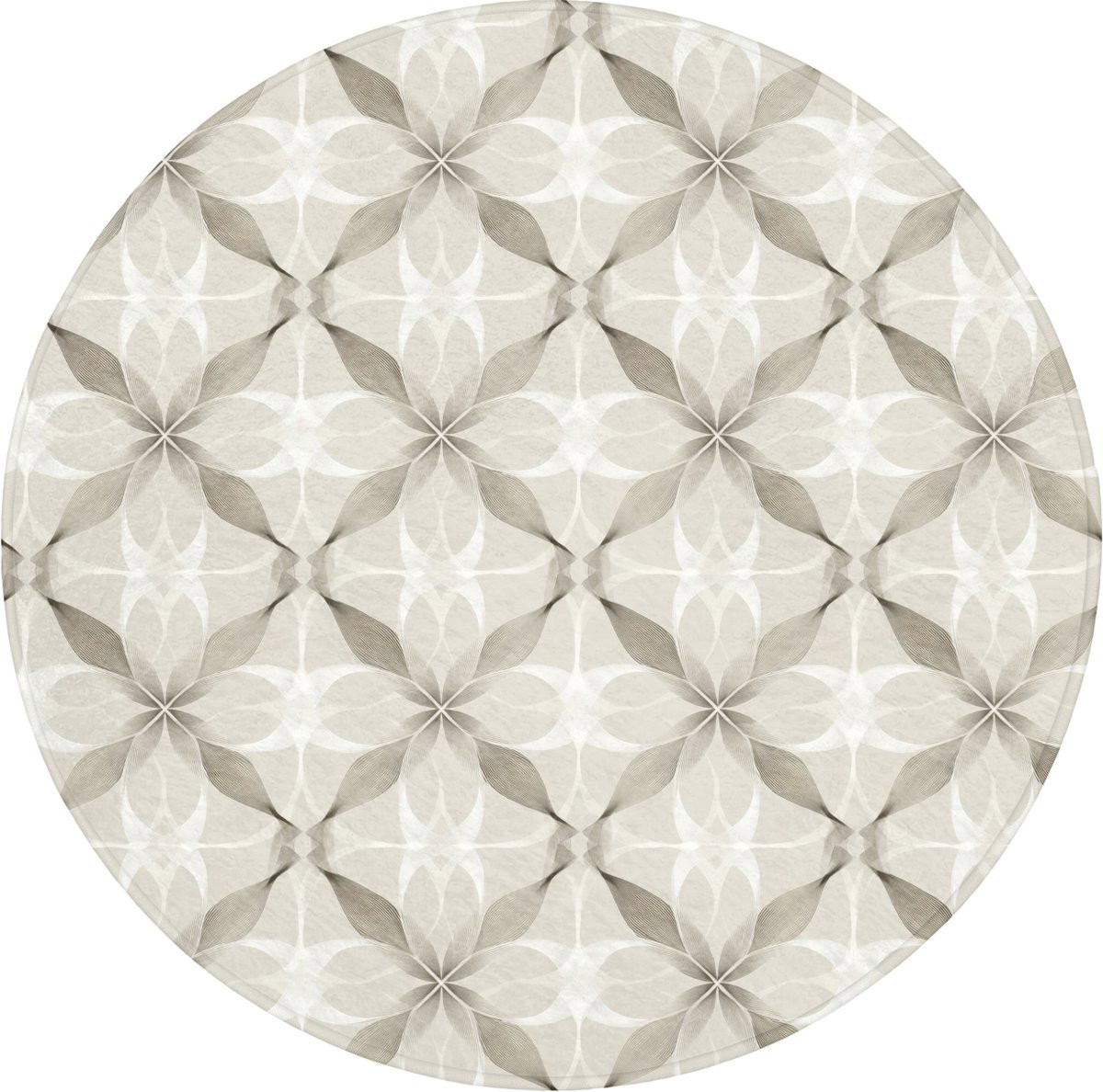 Ronde badmat met grafisch patroon in grijs - Antislip badkamermat - Diameter: 70 cm