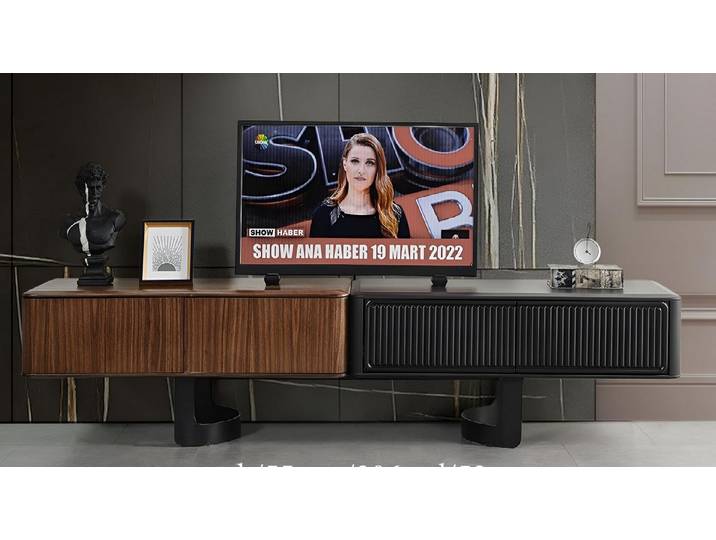 JVmoebel Lowboard Braun-Schwarzes TV-Unterschrank aus Holz im Designer-Stil
