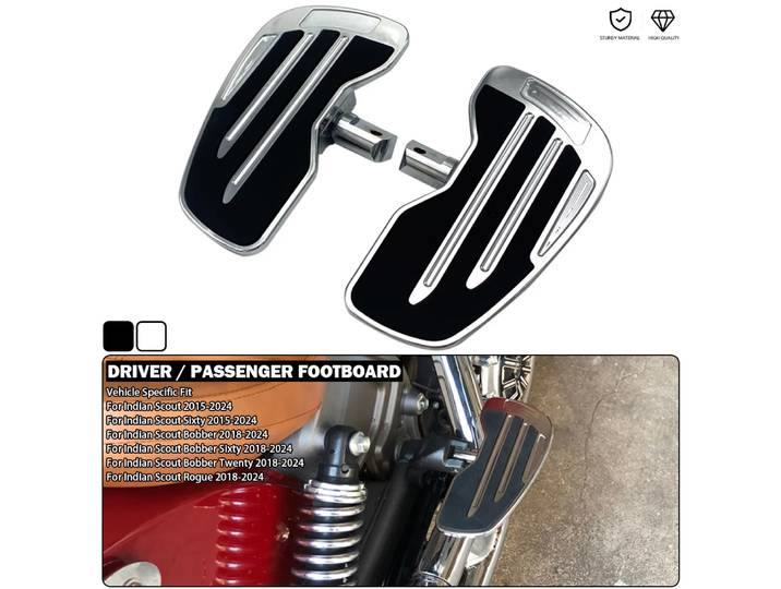 Planches de sol pour conducteur et passager, repose-pieds avant/arrière, pédale large pour Indian Scout soixante Rogue Twenty Bobber