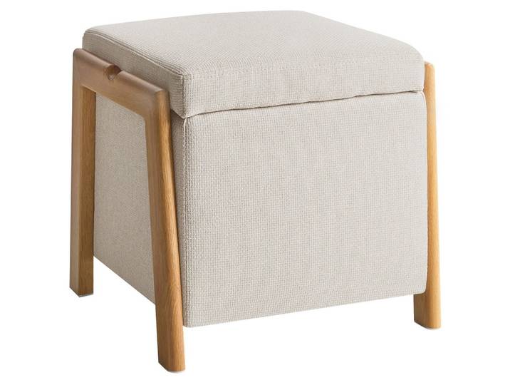 POUF mit Stauraum Stoff 45 cm Hellbeige Edland