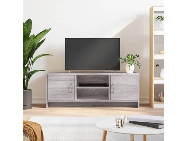 HEFZGDB TV-Schrank Grau Sonoma 102x30x37,5 cm Holzwerkstoff mit 4 Fächern, robuster Oberplatte und praktischen Türen für optimalen Stauraum und Wohnraum Organisation, langlebiges