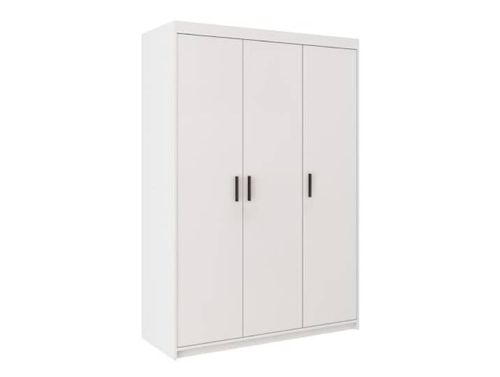 AXLIVING Kleiderschrank Storicos 133cm Weiß Praktische Aufteilung: 3 Türen, 7 Fächer, 1 Kleiderstange. Laminierte Platten. Breite von 133 cm. HDF-Rückwand.