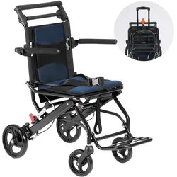 VEVOR Rollstuhl, ultraleichter Transportstuhl aus Aluminiumlegierung für Erwachsene, faltbarer Rollstuhl mit umklappbaren Armlehnen in Schreibtischlänge, selbstsperrende Bremse, 15,75 Zoll breiter Sitz, 220 Pfund Gewichtskapazität