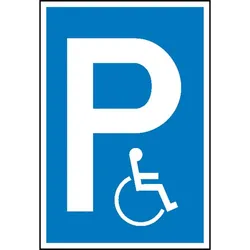 SafetyMarking, Sicherheitskennzeichnung, Parkplatzschild P Rollstuhlfahrer