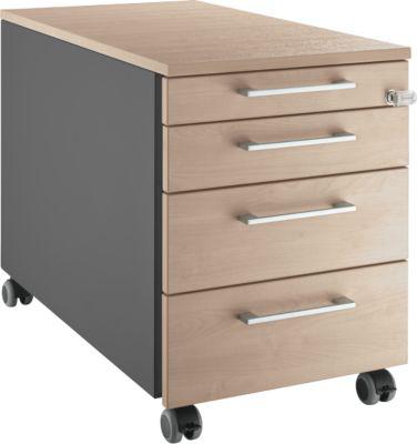 Schäfer Shop Select Rollcontainer 1233, mit Griff eckig, anthrazit/Eiche-Dekor
