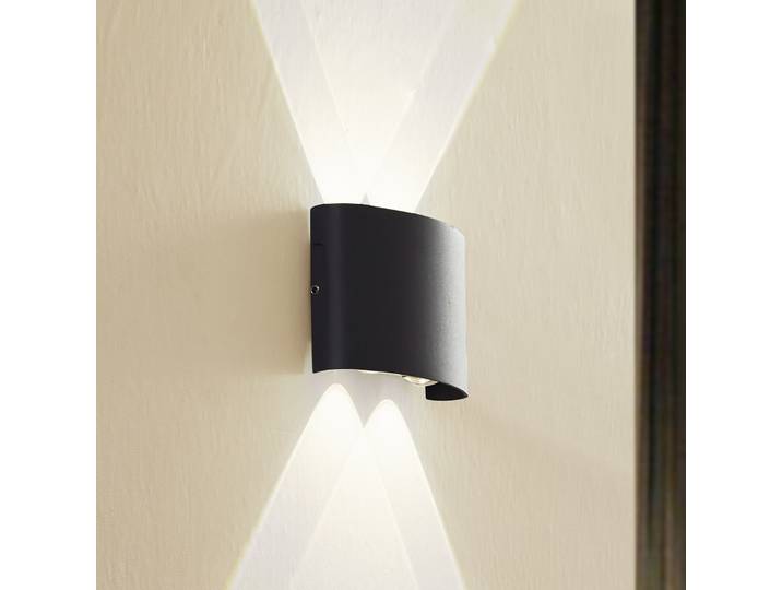 Applique d'extérieur LED Ithan, à 2 lampes, anthracite, 12 cm - Lindby - Terrasse - Moderne - Aluminium - Angulaire