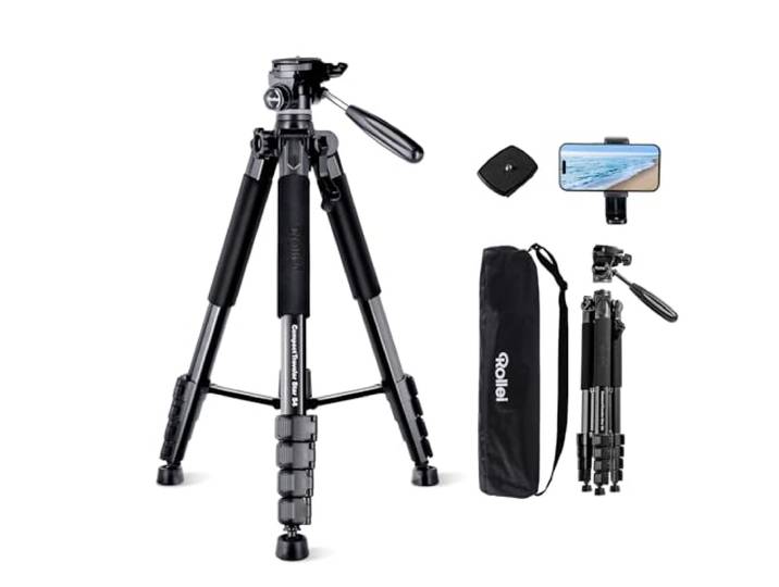 Rollei Compact Traveler Star S4 statief, 188 cm, licht camerastatief van aluminium met 3-weg draaibare kop voor fotografie en smartphone met telefoonhouder