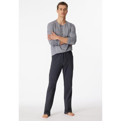 Pyjama SCHIESSER "selected premium inspiration", Herren, Gr. 64, schwarz (203, anthrazit), Single Jersey, Obermaterial: 100% Baumwolle, gestreift, unifarben, comfort fit lang, Rundhals, abgesteppte Kante, Homewear-Sets Pyjama, mit praktischer...