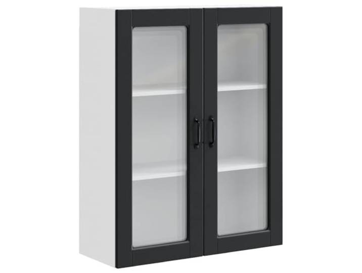 GPWERSDF Wandschrank Porto Schwarz 80x31x100 cm Holzwerkstoff Mit Regalen, Wandmontage, Platzsparend, Moderne Küchen, Pflegeleicht