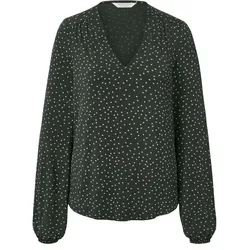 Tchibo - Gepunktetes Blusenshirt - Damen - Gr. S - dunkelgrün/gepunktet