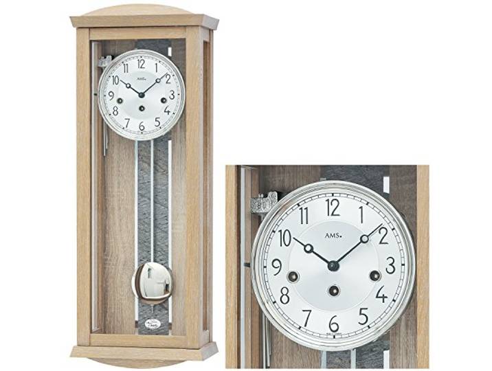 Regulateur, Wanduhr mit mechanischem Aufzugswerk mit Aluminiumzifferblatt, 14 Tage Laufzeit von AMS