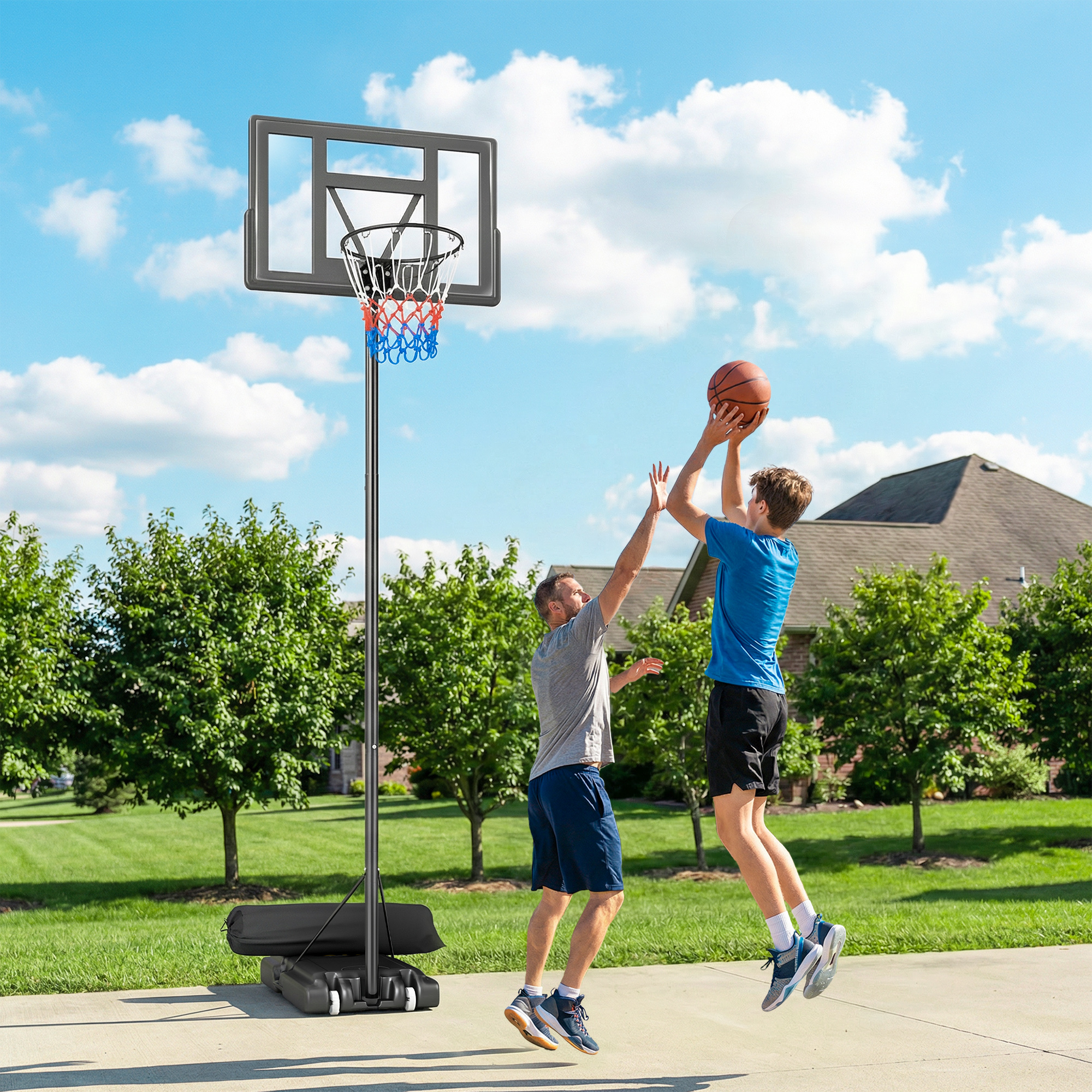Sportnow Canestro Basket Portatile, Altezza Regolabile 1,3-3m, Rotazione a Una Mano.   Aosom Italy