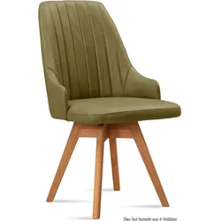 ESSZIMMERSTUHL drehbar (6er-Set) Dotti 52x91x60 Eiche geölt/Olivgrün