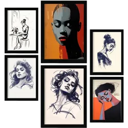POSTER Set Mit 6 Verlockend In Damenplakat A3 & A4 Schwarzer Rahmen