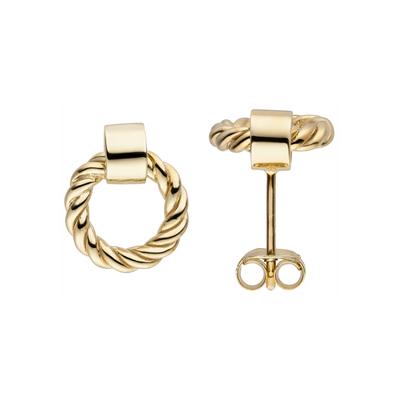 Paar Ohrstecker JOBO "Ohrringe Silberohrringe 13 mm", gold (goldfarben), Ohrringe, Damen, Silber 925 (Sterlingsilber), 925 Silber vergoldet gedreht