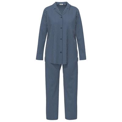 Schlafanzug SEIDENSTICKER "Damen Pyjama Set lang", Damen, Gr. 40, blau (navy), Obermaterial: 100% Modal CMD., Homewear-Sets Schlafanzug