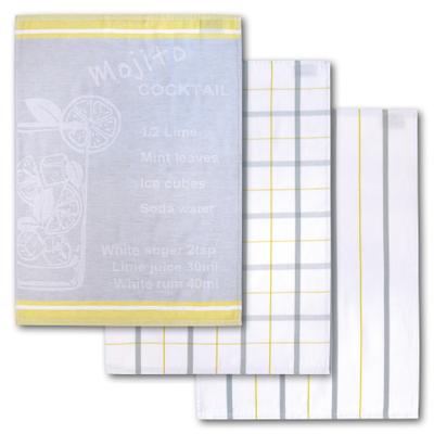 Geschirrtuch DYCKHOFF "Mojito, mit 3 verschiedenen Motiven, mit Mojito COCKTAIL Rezept Motiv", grün (limette), B:50cm L:70cm, 100% Baumwolle, Geschirrtücher, Geschirrtuch, aus 100% Baumwolle, Maße je Tuch ca. 50x70 cm