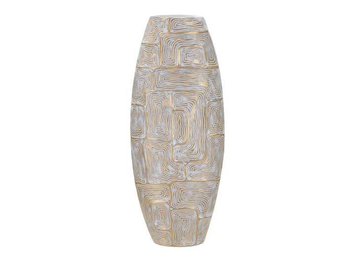 Vase Eclips Tower Weiß, Goldfarben B: 24,5 cm