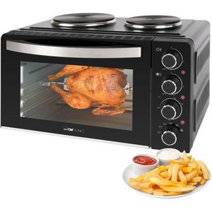 Clatronic Minibackofen Kleinküche KK 3786, 3100 Watt, mit Kochplatten & Drehspieß, 28 Liter