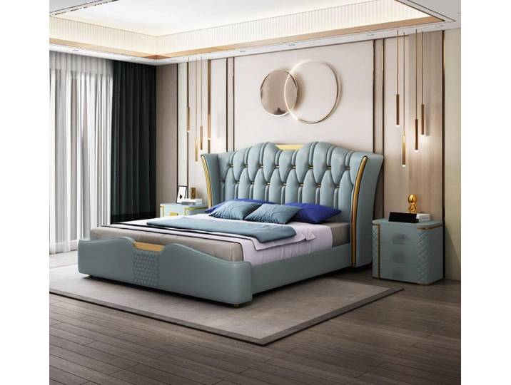 Xlmoebel Polsterbett Edelstahl Doppelbett mit minimalistischem Design und zeitloser Eleganz (1-tlg., Bett), Hergestellt in Europa