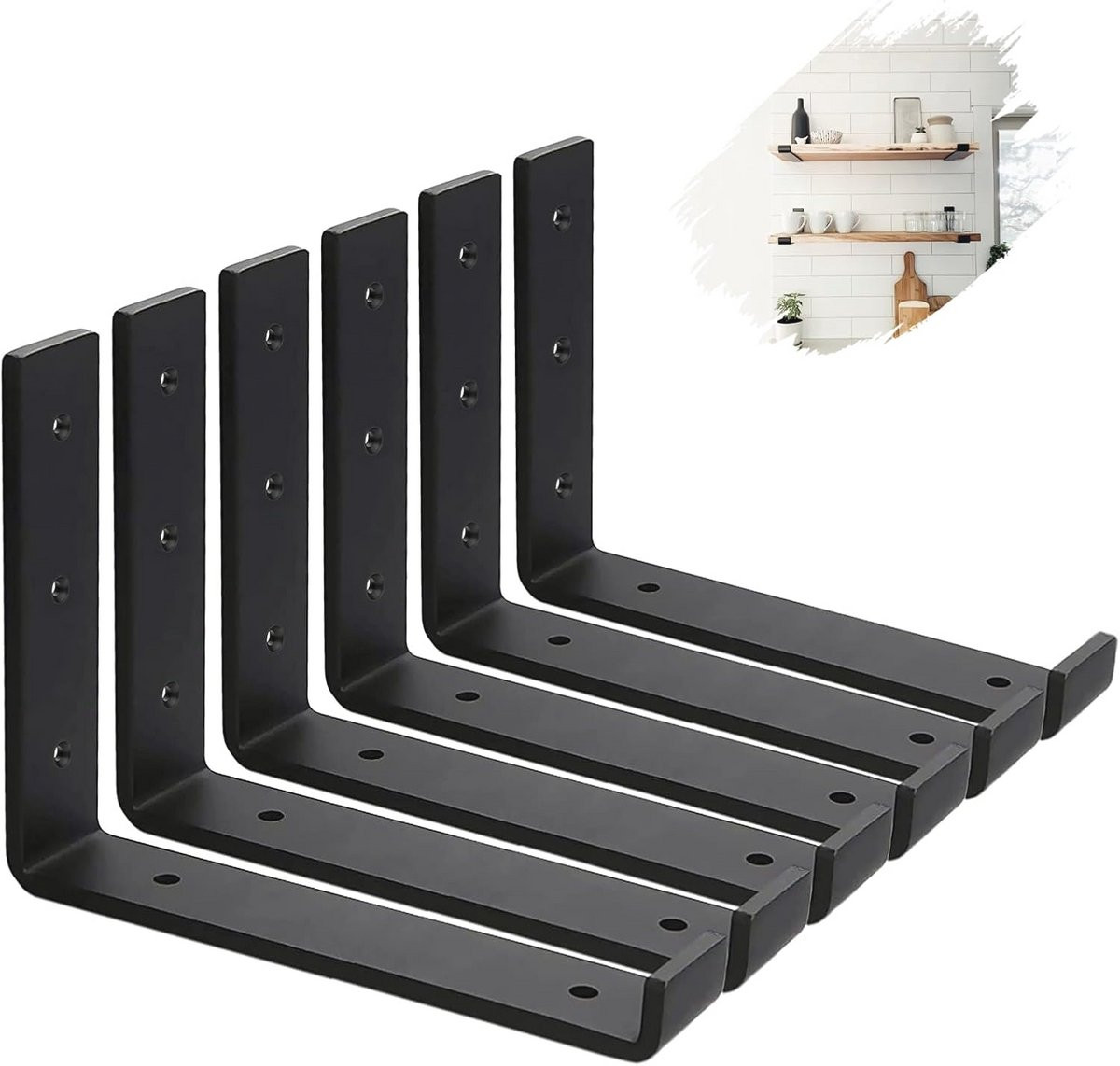 6-delige Plankdrager Set - Stalen Planksteun voor Industrieel Gebruik (9x6 inch)