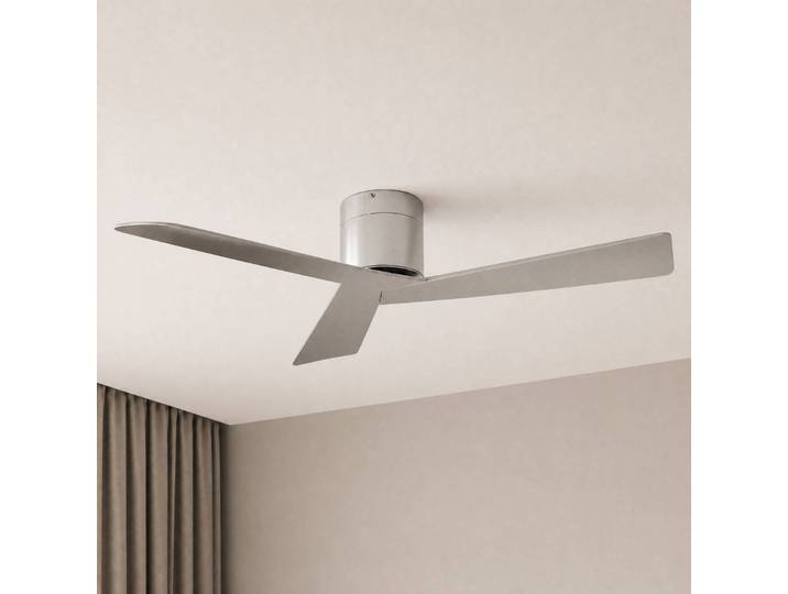 Lucande Deckenventilator Ventoro, Ø 132 cm, silber, Metall Ventoro, chrom / silber, für Wohn- / Esszimmer, Metall, Modern