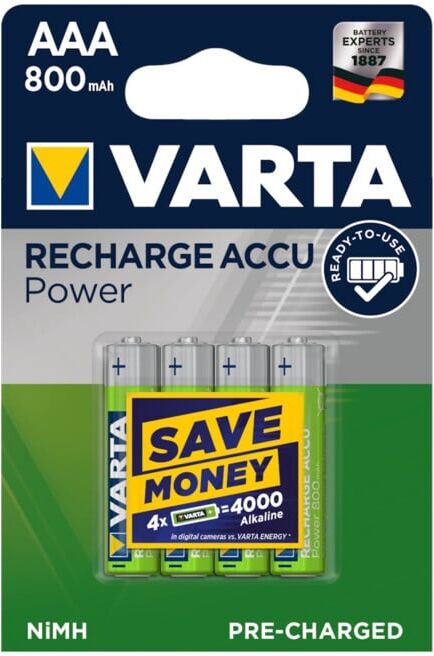 VARTA Power Accu R2U AAA Micro, HR03, 800 mAh (56703101404)