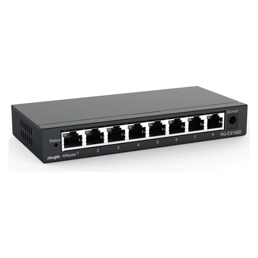 Ruijie Networks RG-ES108D - unmanaged switch 8 ports 100mbps schwarz (8 Ports) (RG-ES108D)