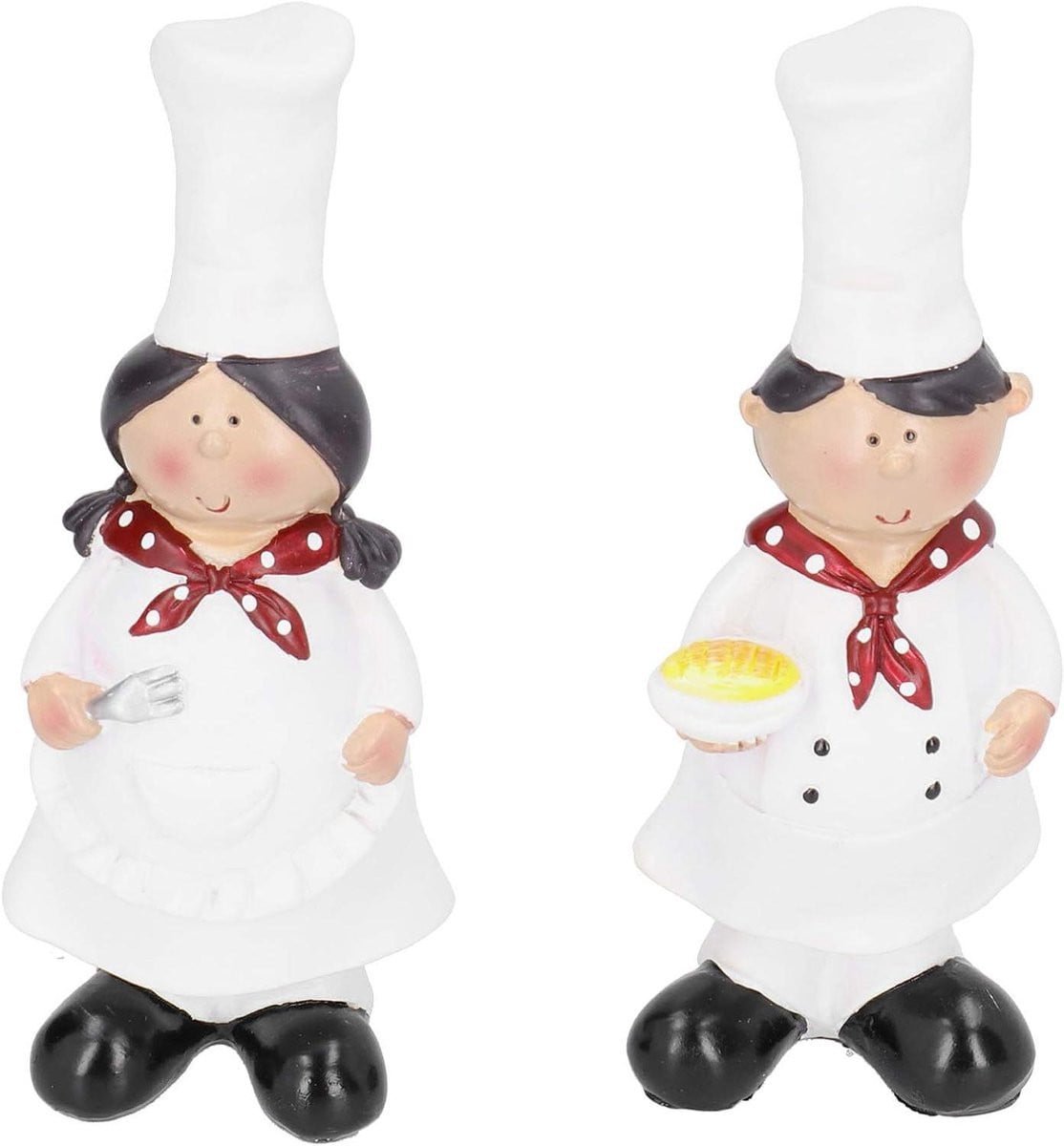 Set van 2 handgemaakte Chef Beeldjes van hars voor keuken decoratie