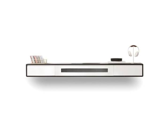 lowboard Moderner schwebender TV-Ständer mit Klapptüren aus Massivholz Schwebendes TV-Ständerregal mit Schubladen zur Wandmontage