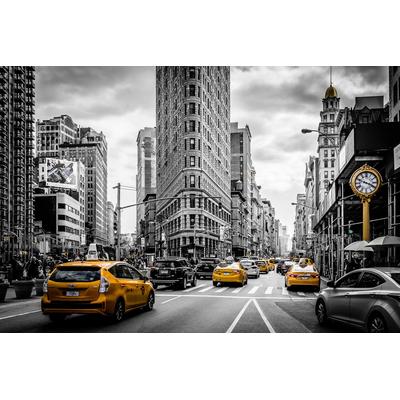 Fototapete PAPERMOON "Gelbe Taxis", bunt, B:4,5m L:2,8m, Vlies, Tapeten