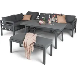 CHILLROI 14tlg. Alu-Lounge SEBASTIAN Ecksofa Set - Anthrazit