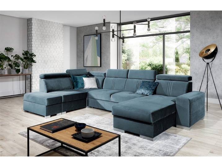 Fun Möbel Wohnlandschaft Wohnlandschaft Schlafsofa NOLAN inkl. USB-Anschluss, inkl. Bettkästen, Kopfteil verstellbar, Rundumbezug, inkl. USB-Anschluss