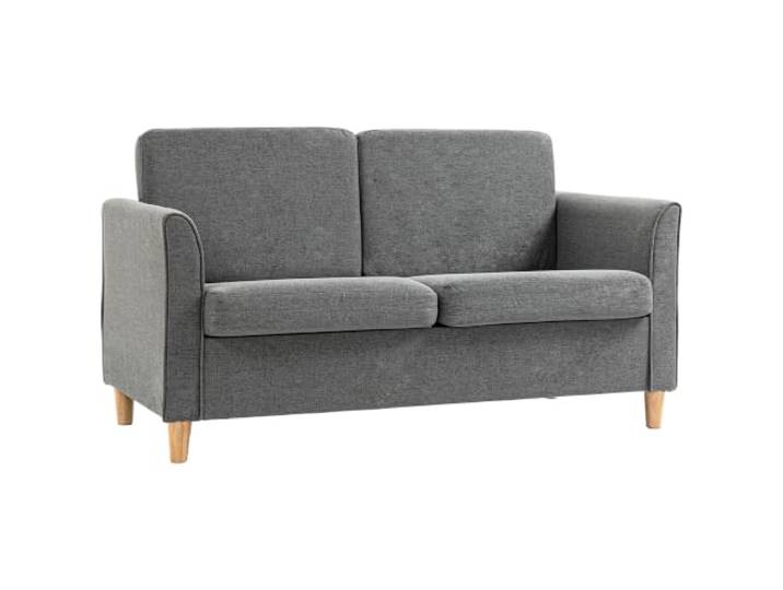 HOMCOM 2 Sitzer Sofa, Couch mit Holzbeine, Leinenoptik, Modern-Stil, Grau Gepolsterter Polstersofa, Doppelsofa für Wohnzimmer, Schlafzimmer
