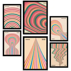 POSTER Set Mit 6 Geometrische Bauhaus Formen A3 & A4 Schwarzer Rahmen
