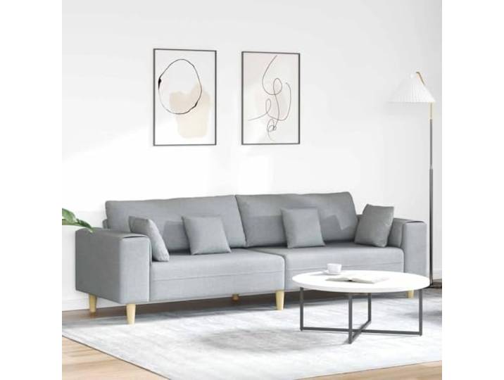 ZQQLVOO Sofa Hellgrau 250 x 77 x 76 cm Stoff Atmungsaktiver Stoff, Stabile Holzbeine, Federkissen, Robuster Sperrholzrahmen, Einfacher Aufbau