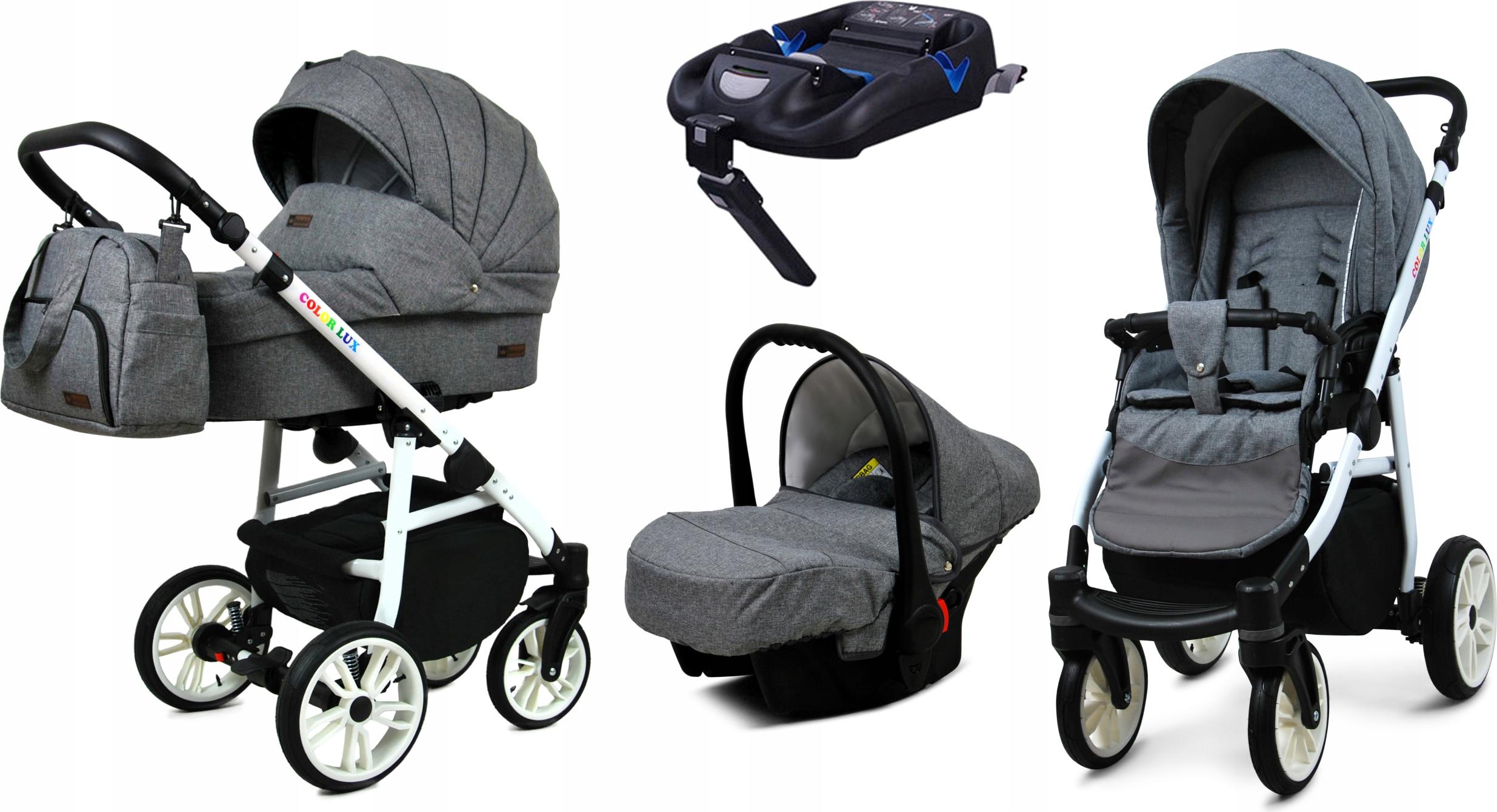 BabyLux Color Lux | 4in1 Kinderwagen Set | Grey Flex | Kombikinderwagen | Kinderwagenset | Isof
