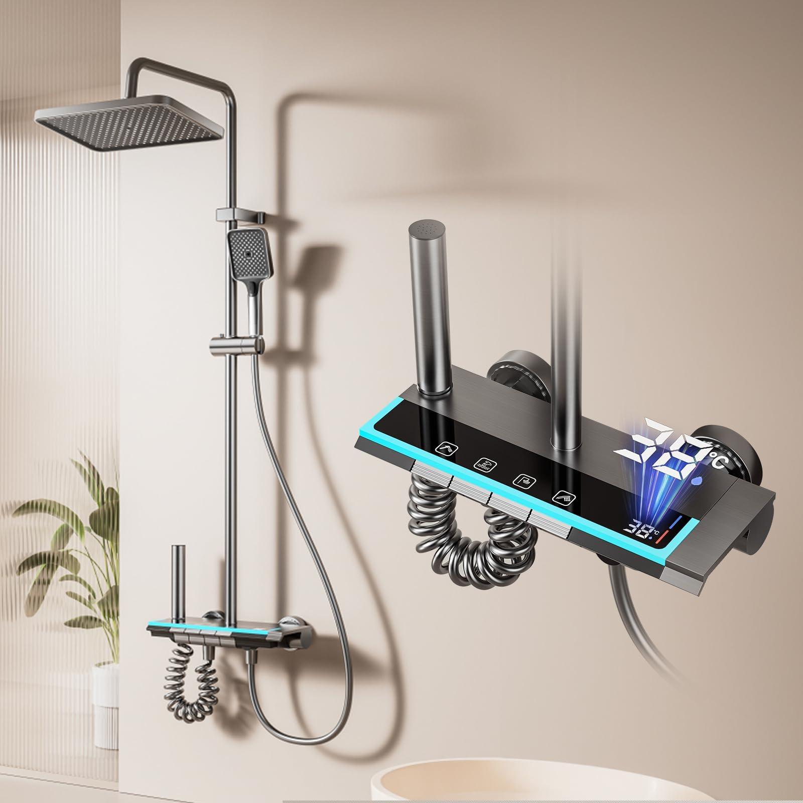 Douchekolom mit LED-Display, höhenverstellbar, 4-in-1