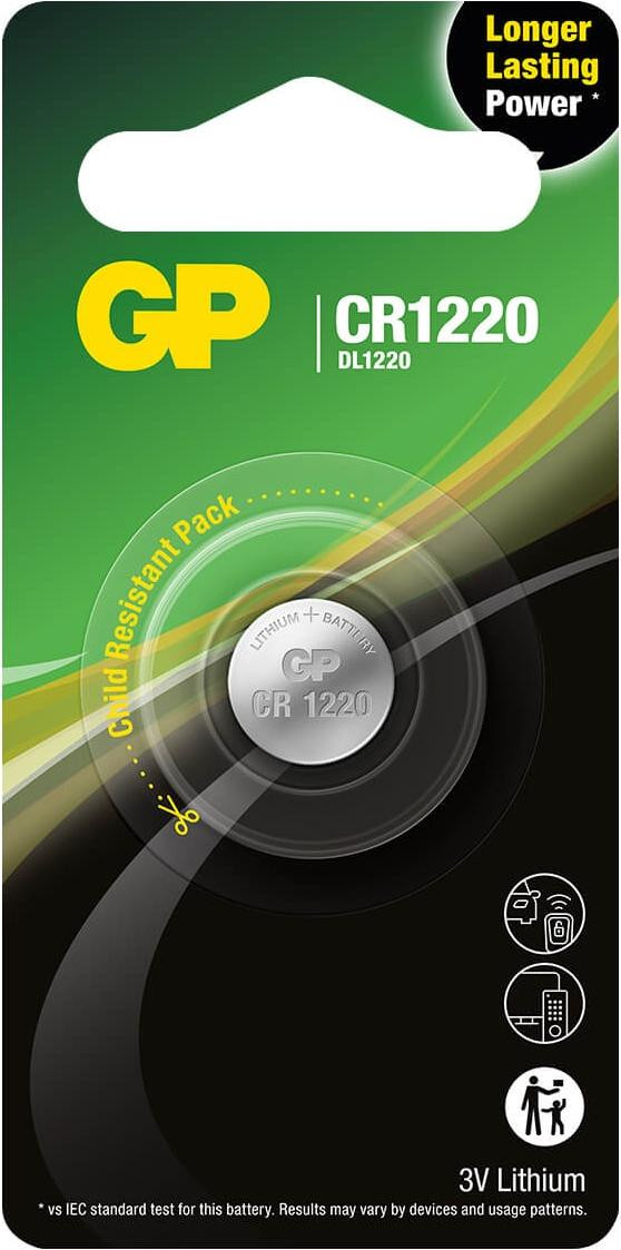 GP Batteries Lithium CR1220 batterij, 1 stuk blisterverpakking