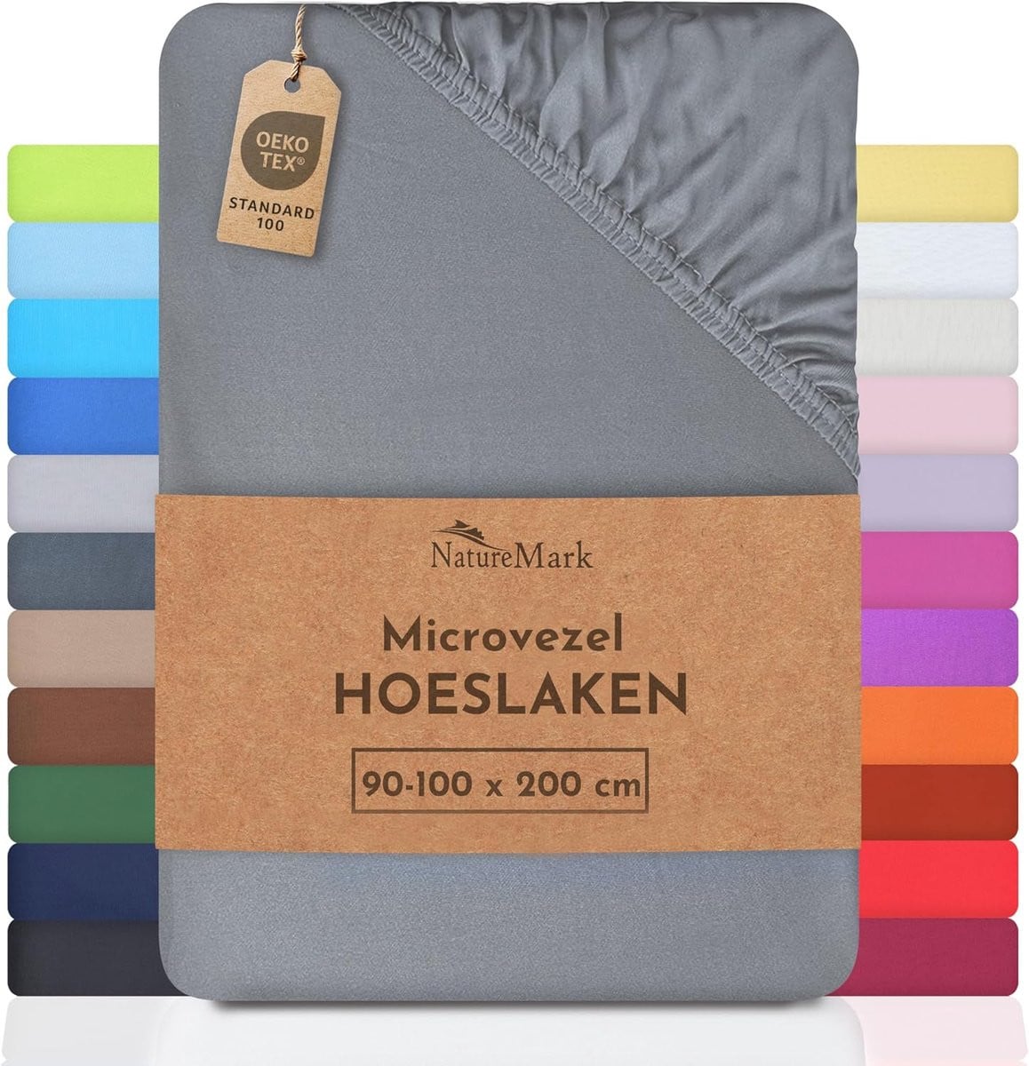 Microvezel Hoeslaken Midden Grijs 90x200 cm